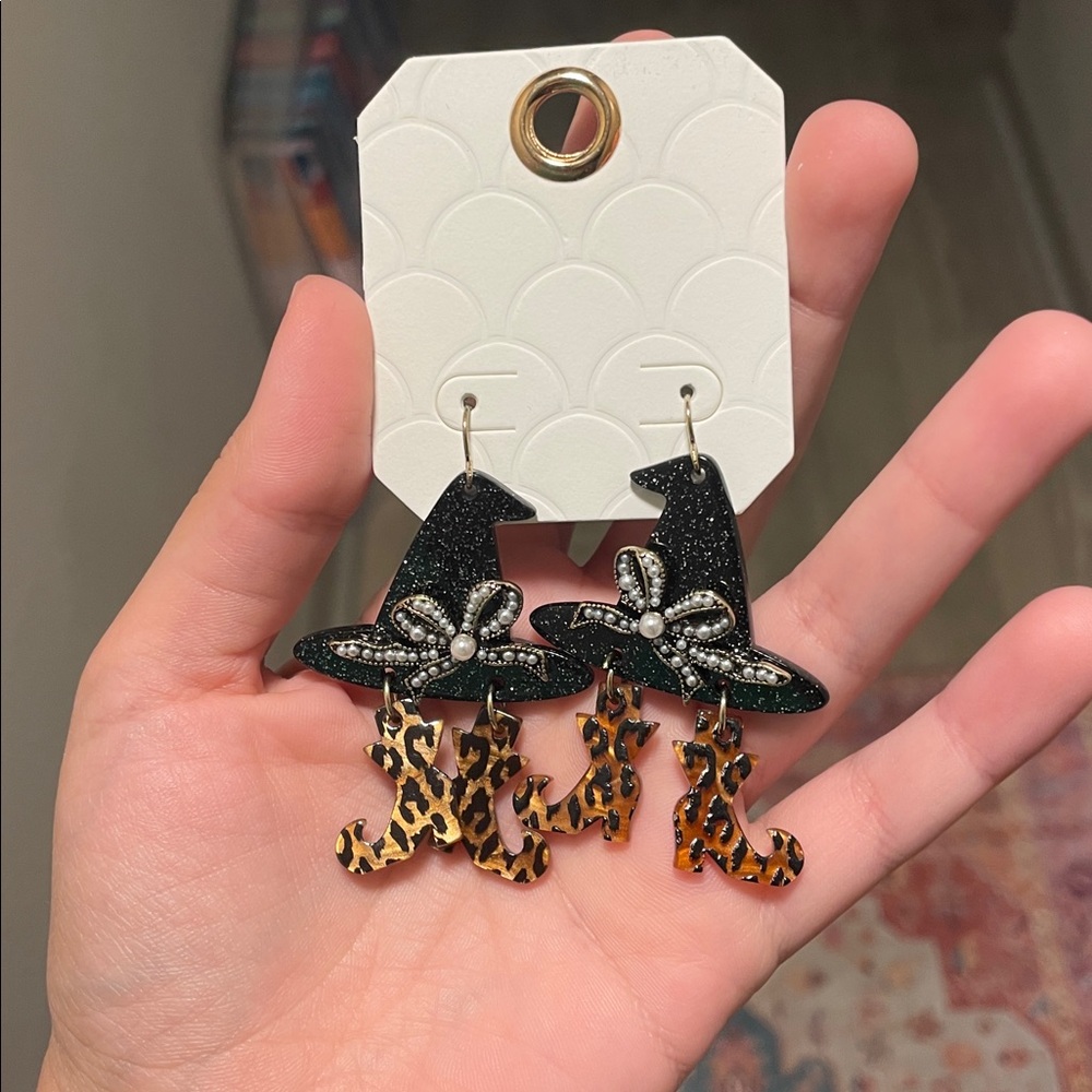 Leopard Witch Hat Earrings